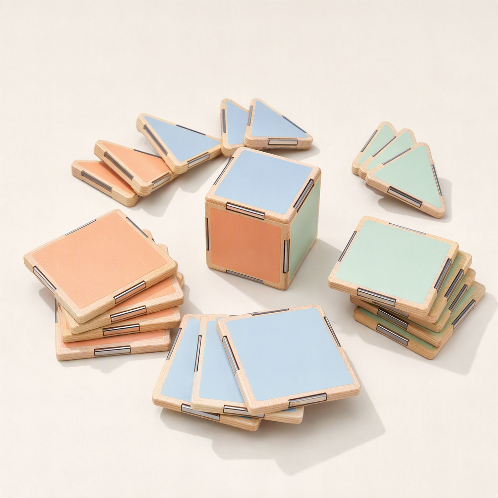 Wooden Magnetic Building Tiles (48 Pieces)