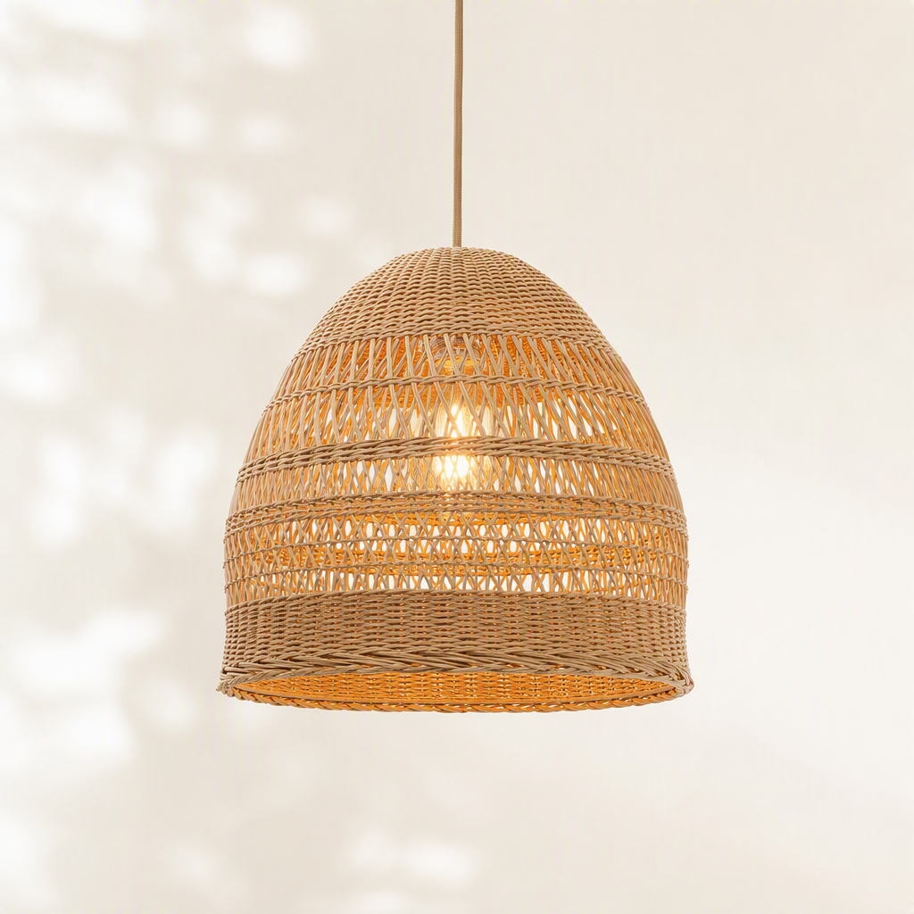 Handwoven Rattan Dome Pendant Lamp